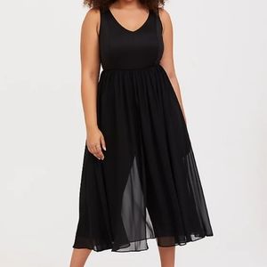 (NWT) Torrid black scuba knit & chiffon romper
